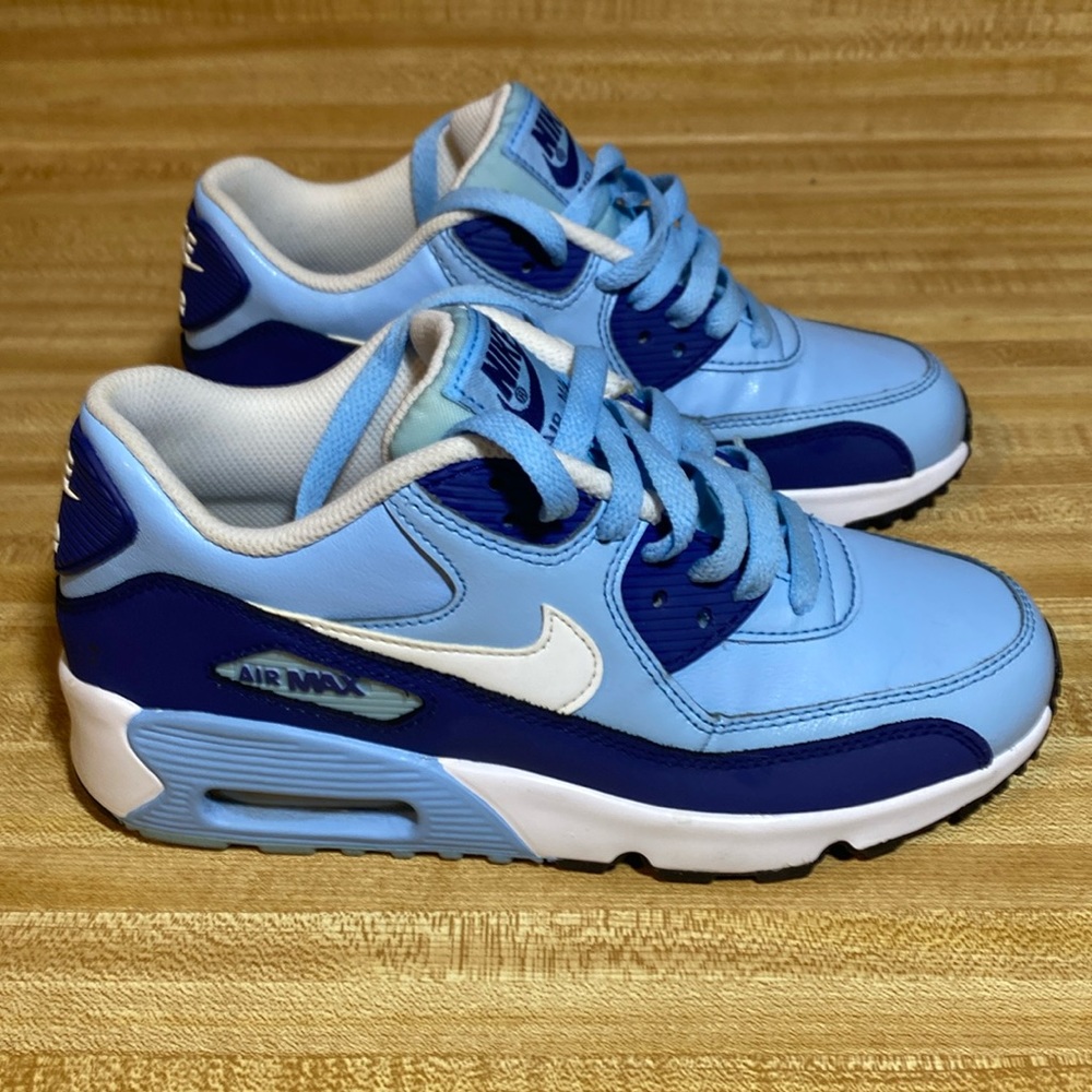 Nike Air Max 90 LTR GS Blue Cap White/Deep Royal Blue /Black  size 5Y/ Women 6.5